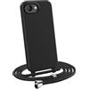 MyGadget Cover compatibile con iPhone 16E - Custodia con Corda - Case con Cordino Opaca Antiurto/Bumper con Laccio/Tracolla - Practical Stylish per Collo Nero
