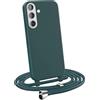 MyGadget Cover per Samsung Galaxy S25 Plus - Custodia con Corda - Case con Cordino Opaca Antiurto | Bumper con Laccio | Tracolla - Practical Stylish - Verde Scuro