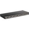 D-Link DGS-1016S Switch Unmanaged Gigabit a 16 porte, senza ventole, struttura in metallo, posizionamento su desktop o con montaggio a parete, plug-and-play, QoS 802.1p, EEE 802.3az