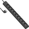 Electraline 61924 Multipresa 9 Posti polivalenti P40 (Schuko + 10/16A) di grossa robustezza, Cavo 2 metri, con sistema avvolgi cavo integrato, Spina 90° salvaspazio, 16A