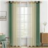 MRTREES Tende per Interni Soggiorno Moderne 2 Pezzi 140x220cm Tende in Voile Trasparenti Sfumato Verde Oliva con Occhielli per Camera da Letto Finestre Cameretta Bambini Salotto Casa