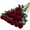 GIUSOBG 12 Pz Rose Finte in Seta Artificiale Bouquet 52cm Fiori Finti di Rosa con Steli Lunghi Bordeaux Fiori Artificiali Finte Artificiali per Decorazioni per la Casa di Nozze