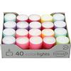 EDZARD 40 Candele tealight Colorlights Summer (Ø 38 mm), coppette colorate | coppetta di plastica colorata, bianca, lumini, candeline, per portacandele e lanterne, decorazione tavola, idea regalo
