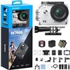 AKASO EK7000 Action Cam 4K 30FPS, WiFi 20MP Fotocamera Subacquea 30M, Videocamera Stabilizzata Caricabatterie con 2 Batterie Angolo di 170° Telecomando 2.4G e Kit Accesorios Multiples (Argenteo)