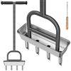 Benelabel Aeratore per Prato, Strumento per L'Arieggiatura Dell'Erba pn Acciaio Inox a 4 Denti Vuoti per il Taglio Manuale Del Giardino con Vassoio di Stoccaggio e Impugnatura Morbida la Pulizia, 93cm