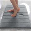 ping bu Tappetino da bagno antiscivolo, in memory foam, extra morbido, super assorbente d'acqua, tappeto da bagno, per casa e cucina (60 x 120 cm, grigio)