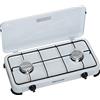 FireFriend Fornello a Gas da Campeggio KO-6382, 2 bruciatori, 2 x 1500 Watt, Bianco