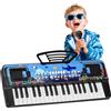 QiquBox Bambini Tastiera Pianoforte 37 Tasti - Portatile Giocattolo Pianola Tastiera Musicale Elettrica Piano con Microfono Leggio, Compleanno Natale Regalo 3 4 5 6 Anni Ragazze Ragazzi, Nero
