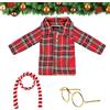 NUOGUAYI Vestiti per Bambole Elfo di Natale, Accessori per Bambole Elfo Natalizio, Accessori Casa delle Bambole in Miniatura, con Sciarpa, Occhiali, per Decorazione della casa delle Bambole