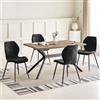 JIJIAN Set da Pranzo con Tavolo da Pranzo in Legno Marrone Scuro e 4 Sedie Nere, Tavolo Rettangolare (140 x 80 x 76 cm) con 4 Sedie da Pranzo in Lino a Design Ergonomico