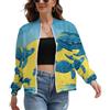 UOMSKTY Giacca Donna Leggera, Cartone Animato Animale Bomber Pilota Elegante Zip Up con Tasche, Tartaruga Blu Cappotto Antivento Casual Outwear Primaverile Autunno XS