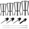 UGBO Jigger Cocktail Misurino Doppio per Cocktail 30 ml/40 ml/50 ml /60 mlDosatore Professionale Acciaio Inox con Tappo Versatore e Spazzola per Bar Vino Bevande Barista 4 Pezzi