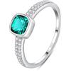 HeyMeili Anelli Donna Argento 925 Simulato Smeraldo Verde, Anello Donna Promessa con Zirconi Cubici Pave Anello di Fidanzamento