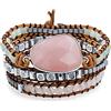 Bling Jewelry Boho Fatto A Mano Saggio Albero Della Vita Medaglione Di Guarigione Pietra Naturale Genuina Quarzo Rosa Acqua Amazzonite Perline Marrone Multi Filo Bracciale Avvolgere Triplo Per Le Donne Regolabile