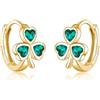 SLUYNZ Orecchini a cerchio in argento Sterling 925 con zirconia cubica per donna e ragazza, verde trifoglio irlandese Huggie orecchini per San Patrizio, SMALL, Argento sterling, Zirconia cubica