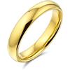 Bling Jewelry Anello nuziale in titanio semplice e sottile a cupola per coppie, placcato in oro 14K, per uomini e donne, vestibilità comoda 4MM