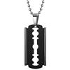 Bling Jewelry Personalizza Hip Hop Biker Punk Rock Grande Razor Blade Ciondolo Tag Collana Per Gli Uomini Nero In Acciaio Inox 20 Pollici Palla Catena Personalizzabile
