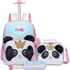 Egchescebo Zaino con Rotelle Bambina Trolley Gatti Zainetto Asilo Scuola Elementare Primaria 17" 3PCS Borsa Pranzo Portamatite Media Carrello Valigia Ragazza per Valigia da Viaggio Peluche Rosa