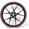 Finest Folia Adesivi per cerchioni, cromati, ologramma con strumento di montaggio da 16", 17", 18", 19", per auto e moto, larghezza 7 mm (neon rosa)