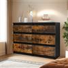 YITAHOME Cassettiera a 6 cassetti, moderna unità portaoggetti per camera da letto, in MDF resistente e truciolato, ideale per abbigliamento e necessità quotidiane,100x30x70cm, nero marrone rustico