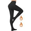 Jiuday Collant termici da donna, invernali, in pile, imbottiti, a vita alta, a caldo, 300 g, nero con piedino, XS