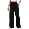 SCHOOLMOON Pantaloni Sportivi Donna Elasticizzati Vita Alta Jogger Leggeri Pantaloni Tuta Tinta Unita Yoga Larghi Palestra Cotone Pantaloni con Tasche(Nero,M)