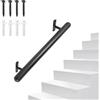 SUPAWAY Corrimano nero verniciato a polvere 41 cm Ringhiera metallica per interni/esterni Ø32 mm - Maniglia di sicurezza per garage, cantina, veranda, terrazze, scale, parapetti