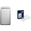 De'Longhi Pinguino PACN77ECO Climatizzatore Portatile Silenzioso & Kit installazione finestra, Pannello Soft Touch, Funzione deumidificatore, 2.1 kW, 62 Decibel, Plastica, Bianco