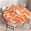 Morbuy Plastificata Tovaglia Rotondo con Bordo Elastico, Tovaglie da Tavola Antimacchia Plastica Tovaglia Colorato per Salotto Caffè Pranzo Giardino Decorazione (Arancione,120cm)
