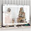 Dradaomull Specchio Trucco con Luci, Specchio Hollywood da Tavolo con LED, 3 colori di illuminazione, specchio da trucco con USB e ingranditore 10x, Installazione su tavolo e a parete, Nero - 80*55cm