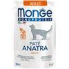 Generico Monge Monoprotein Gatto Patè, alimento completo monoproteico per gatti adulti, monge umido gatto gusto ANATRA | 12 bustine da 85 grammi l'una.