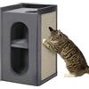 PawHut Tiragraffi altezza 81 cm, albero tiragraffi con 2 grotte, torre tiragraffi con tavola tiragraffi, torre di gatto a 2 livelli, pattumiera per gatti fino a 6 kg, grigio scuro