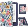 MoKo Custodia Compatibile con 7/6,8 Kindle Paperwhite(12a/11a Gen 2024/2021) e Colorsoft Signature Edition,Tolino/boox go 7, Custodia Sottile in PU con Auto Sonno/Sveglia, Fiorellino con foglia blu