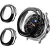 Haofun 2 Pezzi Cover per Samsung Galaxy Watch 8 Classic 46mm, con 9H HD Ultra Vetro Temperato Pellicola Protettiva, PC Protettiva Custodia, Protezione Completa - Nero