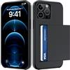 ÁRBOLORO Cover per iPhone 12 Pro Max con Porta Carte Custodia Portafoglio Antiurto Anti-Graffio Resistente Grado Militare Protettiva Slot Nascosto Scorrevole Case, Nero