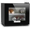 KLARSTEIN Frosty Compact Line - Frigo Compatto, Mini Frigo, Ultracompatto, 65 Watt, Porta in Doppio Vetro Isolato, 10 Litri, Classe A, Temperatura tra 12° e i 18° C, Illuminazione LED, Nero