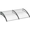 Aufun 200 x 100 cm Pensilina Tettoia per Porta Balcone Esterno Tenda da Veranda Modulabile Polipropilene Pensilina, Supporto Grigio