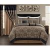 Chezmoi Collection Set copripiumino in tessuto jacquard con medaglione floreale a rombi nero/oro, 7 pezzi, king size