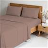 Italian Bed Linen Completo letto WATER WASHED Matrimoniale in Microfibra, Set Lenzuola Letto Matrimoniale 4 pezzi Lenzuolo Sotto con Angoli 170x200, Lenzuolo Sopra 240x270, Coppia federe - ROSA ANTICO