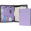 Wason Cartella formato A4 con cerniera - Portafoglio in Pelle PU con Raccoglitore ad Anelli Staccabile e Supporto per Blocco Note, Organizzatore per Conferenze Ufficio Viaggi Scuola (Viola)