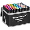 Tongfushop Pennarelli, Marcatore 168 Colori Doppia Punta, Pantoni Pennarelli ad Alcool Professionali con Borsa e Distanziatore, Adatti per Sketch, Colorare, Illustrazioni, Disegnare, Anime