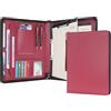 Wason Cartella formato A4 con cerniera - Portafoglio in Pelle PU con Raccoglitore ad Anelli Staccabile e Supporto per Blocco Note, Organizzatore per Conferenze Ufficio Viaggi Scuola (Rosso)