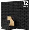 TONOR Set di 12 Pannelli Acustici a Forma di Mattone, 30 x 30 x 0,9 cm Schiuma Acustica Autoadesiva, Pannello Decorativo da Parete per Salotti, Camere da Letto e Uffici, Nero