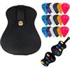UNILECON 18 Plettri per chitarra con custodia in pelle PU nera - Plettri universali perfetti per chitarra elettrica, chitarra acustica e basso (4 spessori: 0,50 mm, 0,75 mm, 1,00 mm, 1,20 mm)