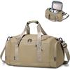 SPAHER Borsa Palestra Donna Uomo con Porta Scarpe e Tasca Umida 34L Borsone da Viaggio Sportiva Piscina Impermeabile con Tasche Isolate Duffel Gym Bag per Weekend Sport Fitness, Khaki