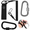 Icyowls 3 PCS Cinghia Tattica Paracord, Cavo a Spirale Elastico con 2 Moschettoni, Supporto RSG Attrezzatura Polizia, Portachiavi con Gancio Moschettone per Campeggio Escursionismo Attrezzo
