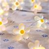 Lights4fun Catena Luminosa con 20 lucine LED Blanco Caldo a Forma di Fiore, Filo Lucette Decorative a Batteria con Timer, per Interni ed Esterni