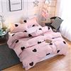 Loussiesd Set di biancheria da letto con cuori rosa, 155 x 220 cm, per ragazze, donne, adolescenti, con strisce reversibili, con 1 federa per cuscino per biancheria da letto per bambini, in microfibra