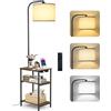 OUTONLIFE Lampada da Terra con Tavolino, LED Dimmerabile con Telecomando, 3 Temperature Colore, Mensola con Ricarica USB per Soggiorno Camera Ufficio