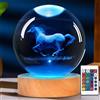 OkiyiD Palla di cristallo cavallo - Lampada da comodino per bambini - Decorazione carina - Telecomando 16 colori intensità variabile